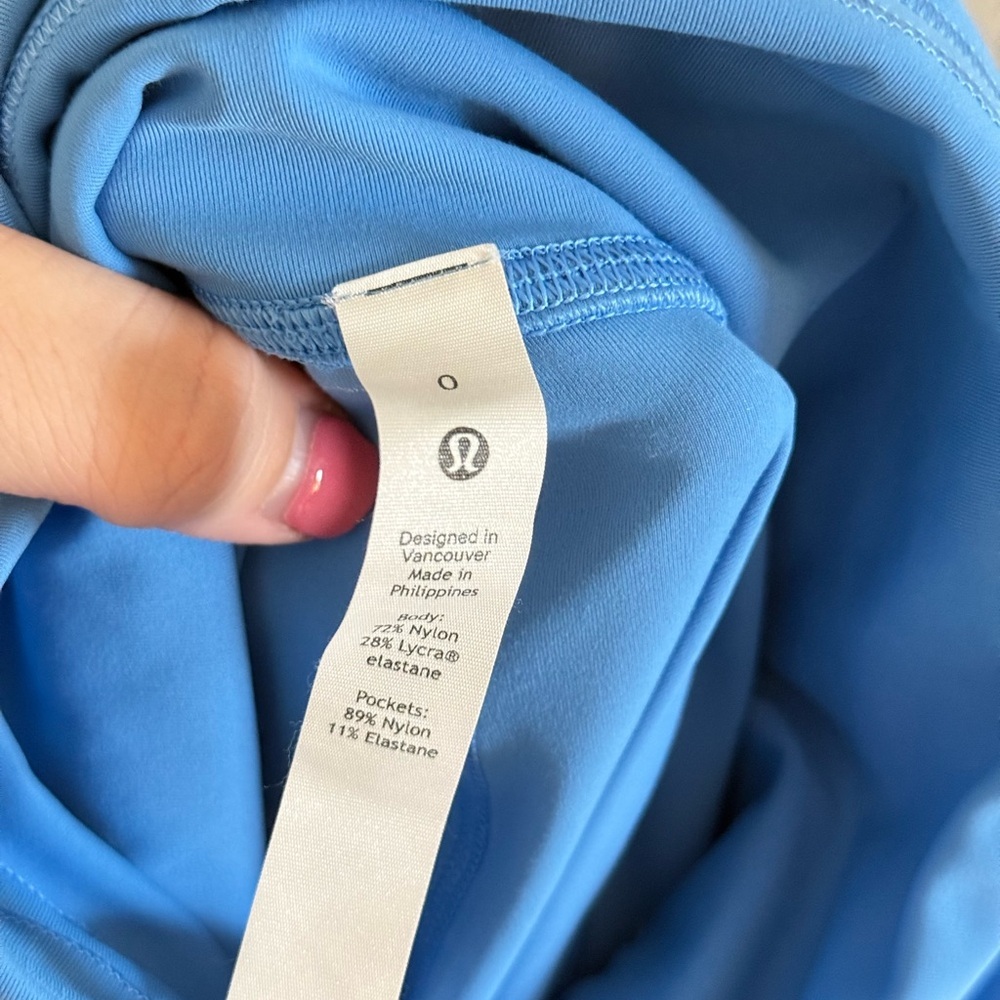 Lululemon • Power Thru High‎ Rise Blue Tight 25" Four Way Stretch Sz 0 Pockets - Picture 12 of 13